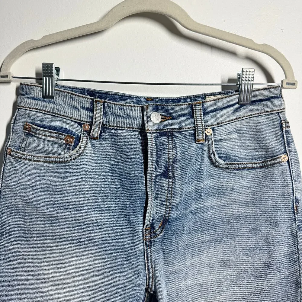 Free People We the Free Raw Hem Bermuda Minimalist Denim Shorts Women 27 Casual‎